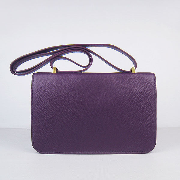 7A Hermes Constance Togo Leather Single Bag Purple Gold Hardware H020